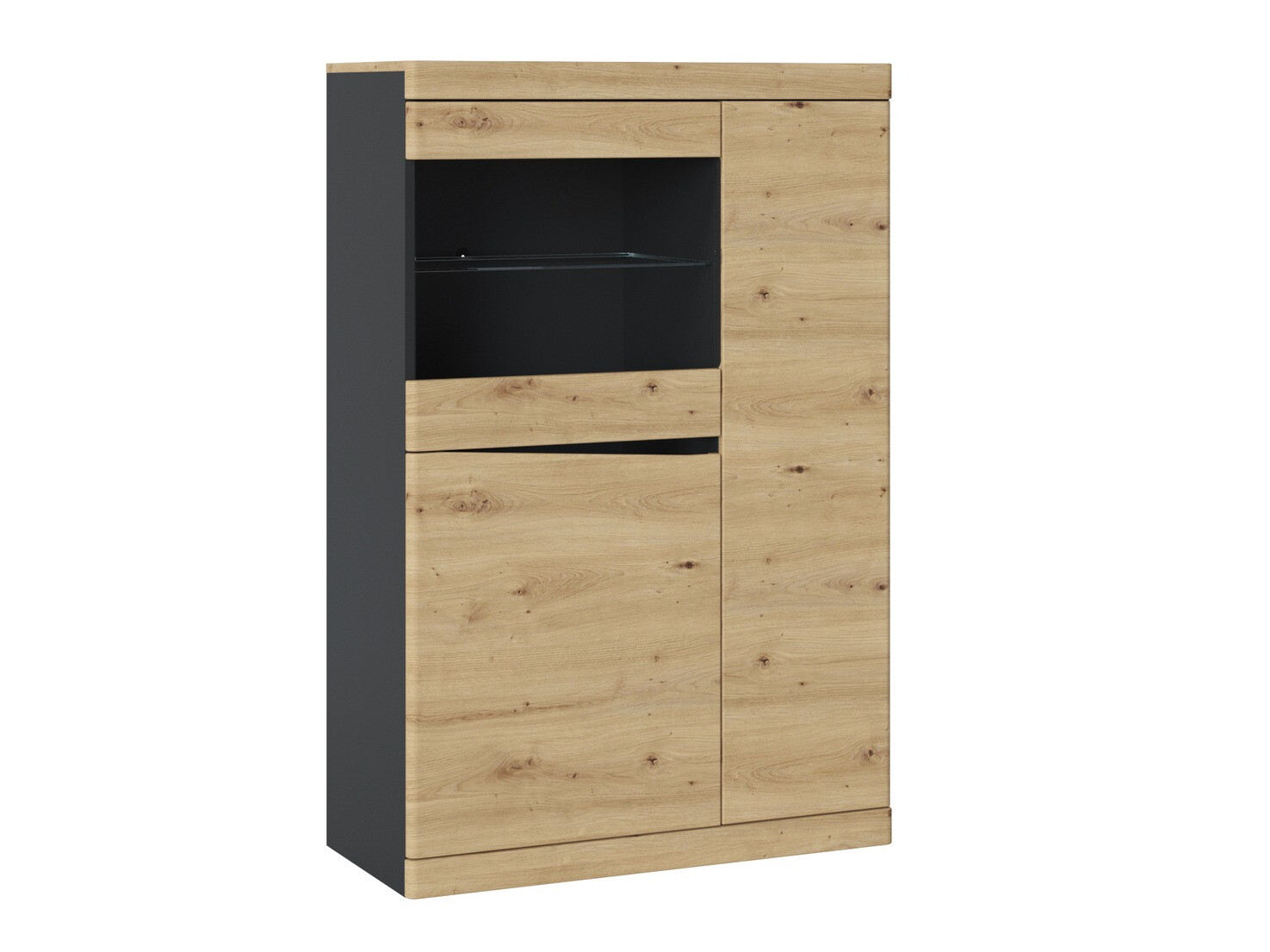 Boekenkast Venlori 129 (Antraciet + Artisan eiken)