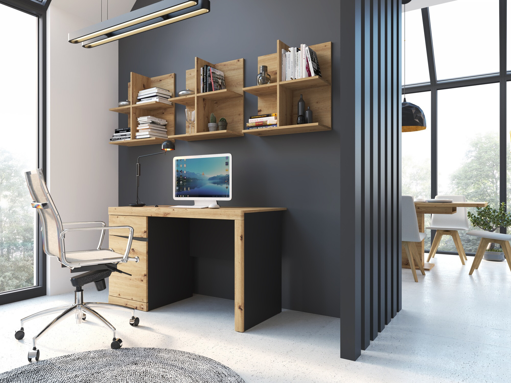 Bureau Venlori 120 (Antraciet + Artisan eiken)