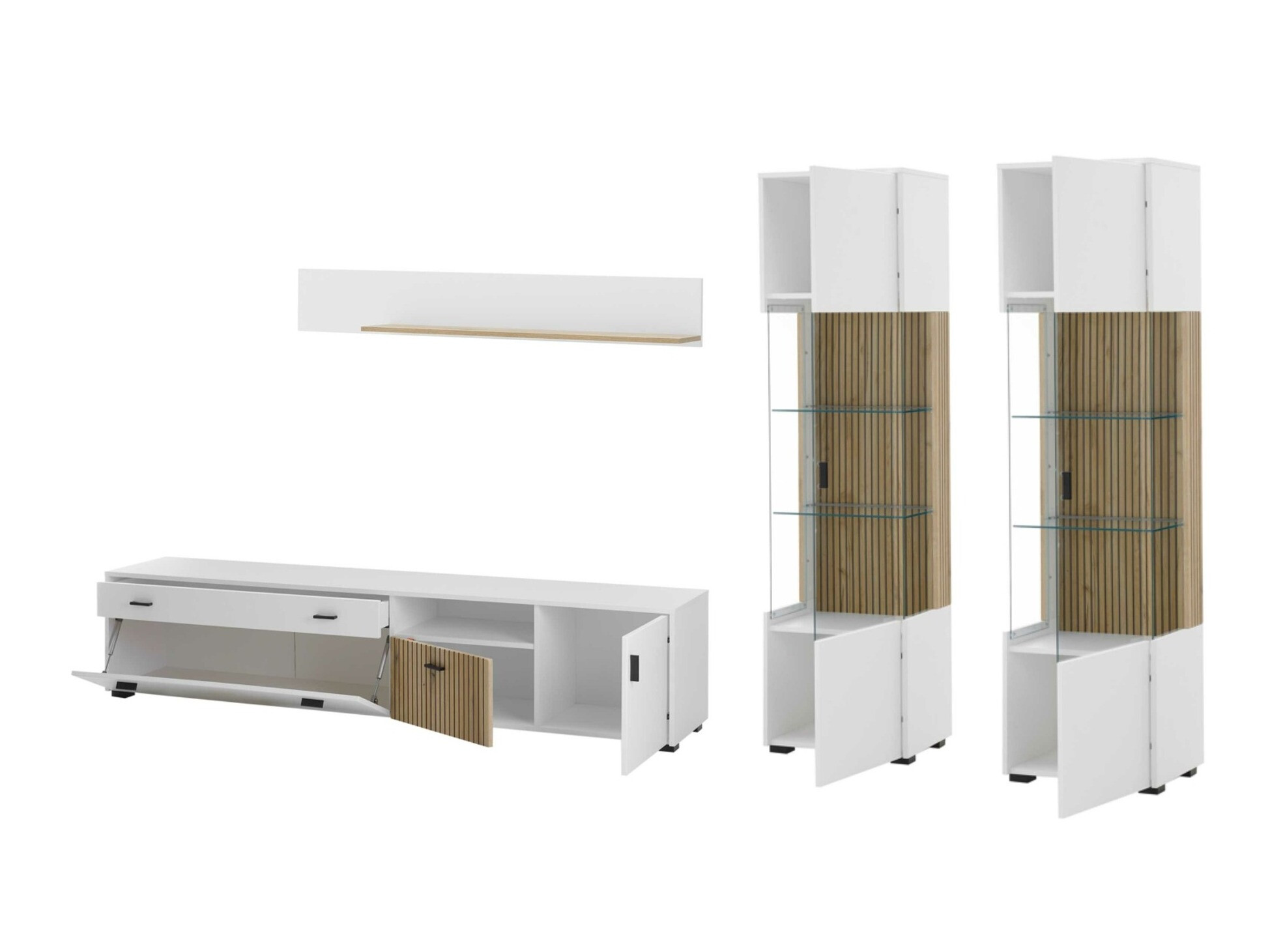 Woonkamerset Belmelu 117 (Wit + Eiken)