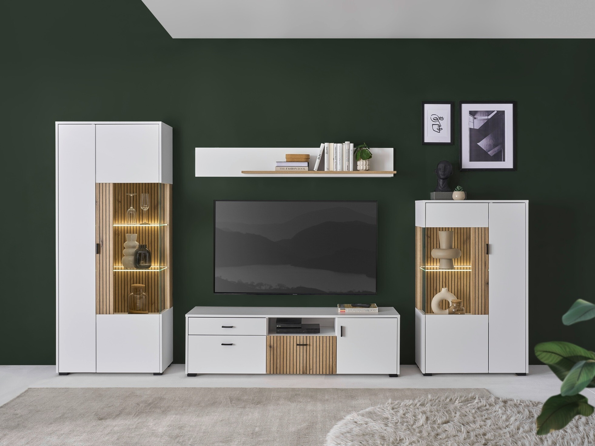 Woonkamerset Belmelu 118 (Wit + Eiken)