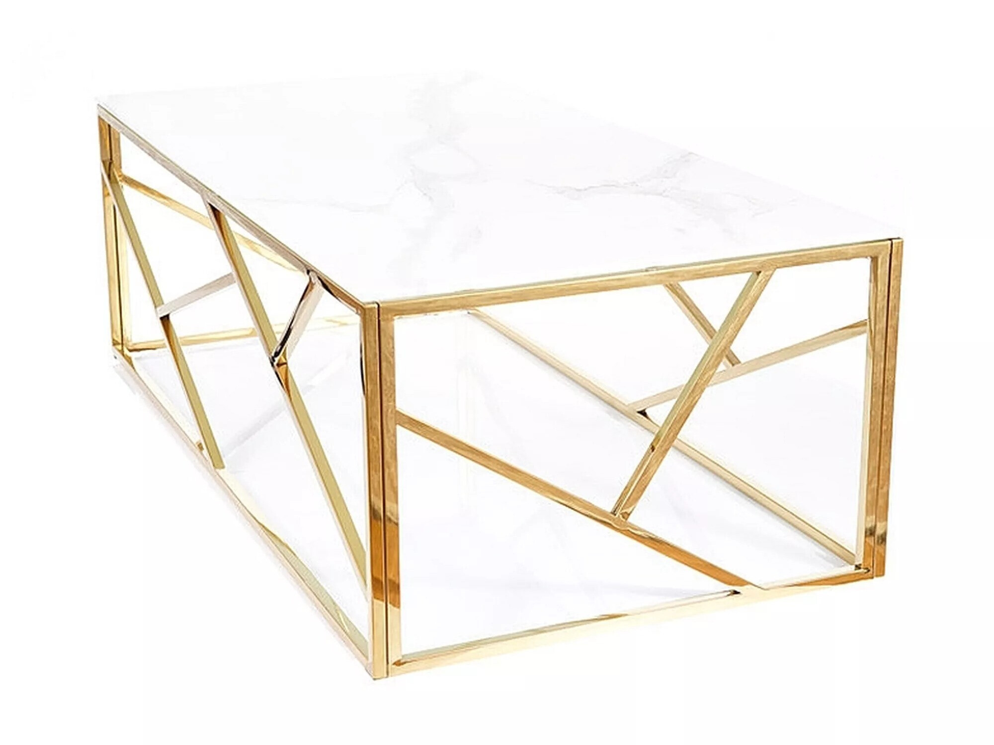 Salontafel Detroit 457 (Gouden + Wit marmer)