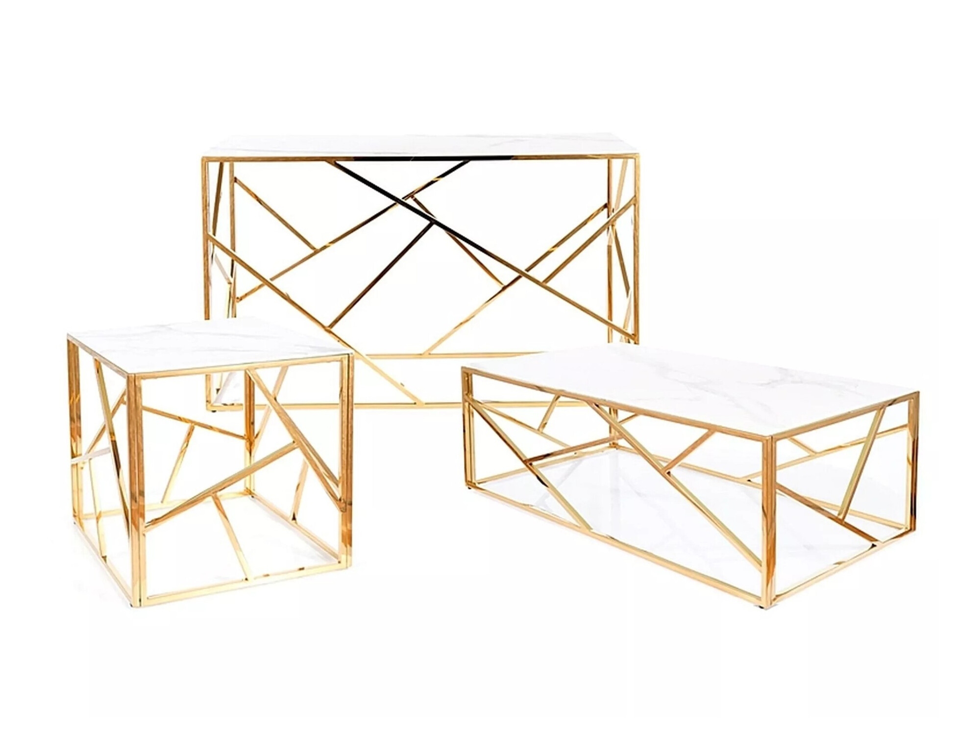Salontafel Detroit 457 (Gouden + Wit marmer)