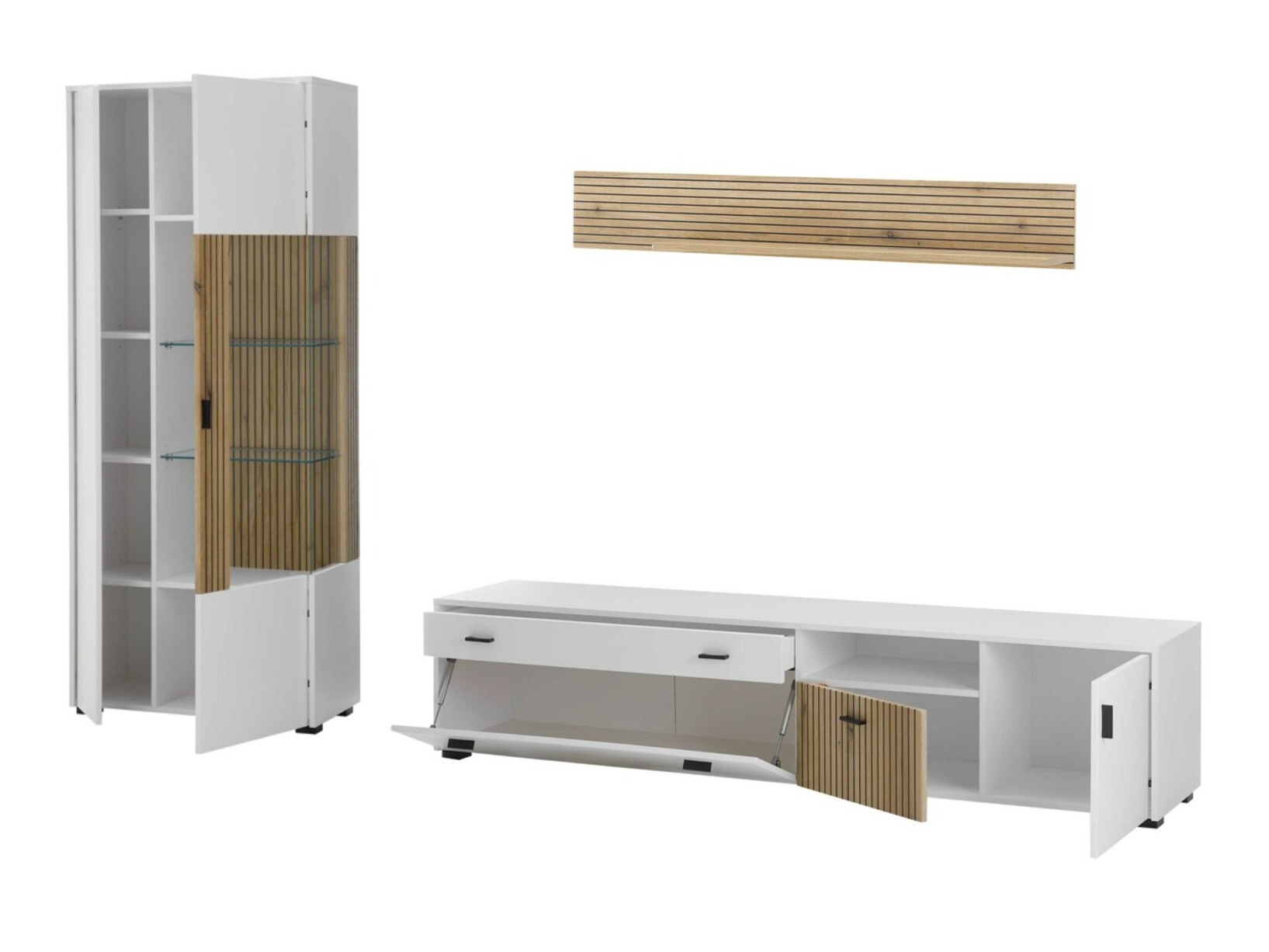 Woonkamerset Belmelu 123 (Wit + Eiken)