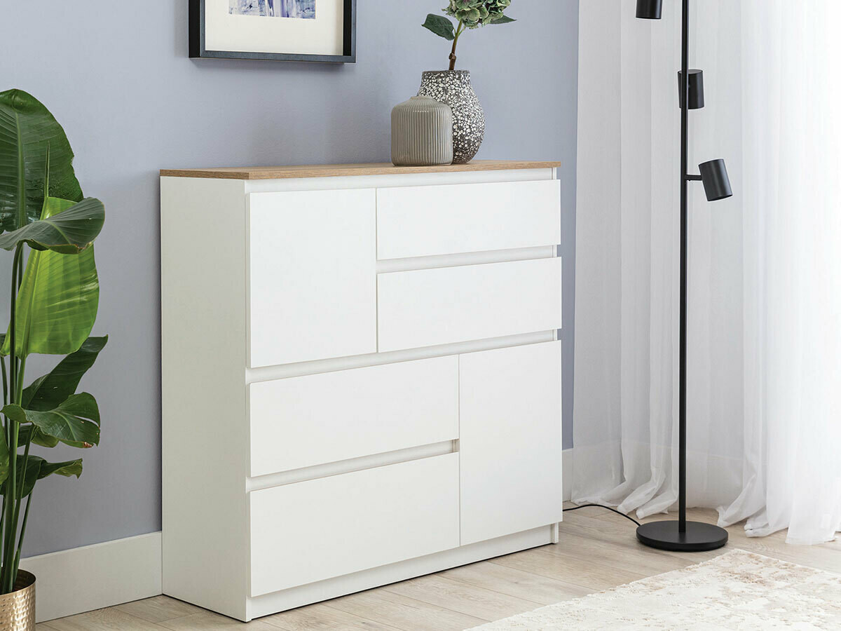 Ladekast Catelbi 105 (Wit + Eiken)