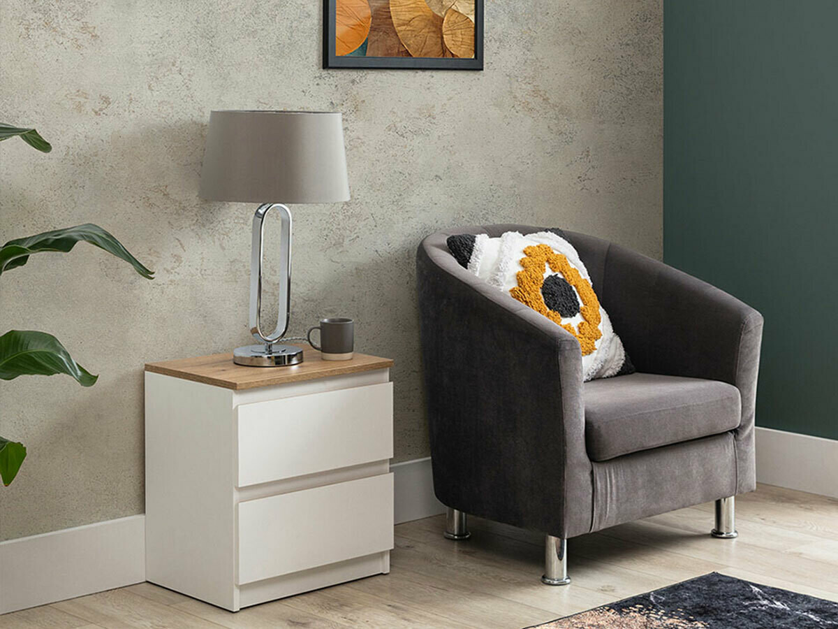 Nachtkastje Catelbi 109 (Wit + Eiken)