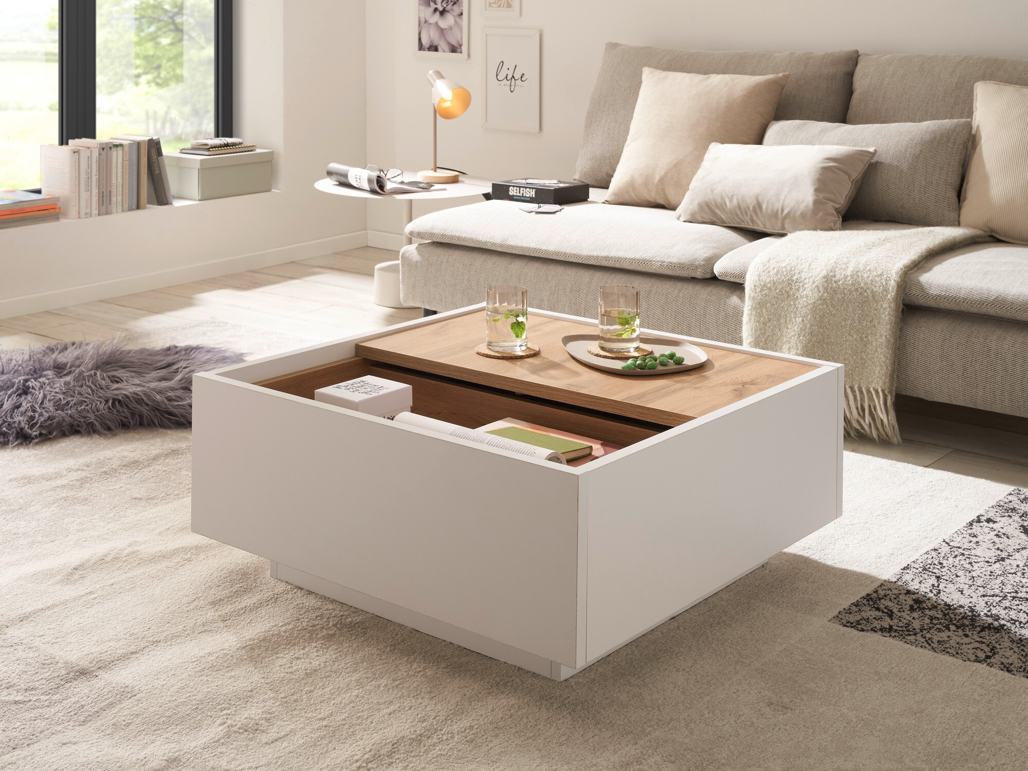 Salontafel Avimavi 109 (Wit + Wotan eik)