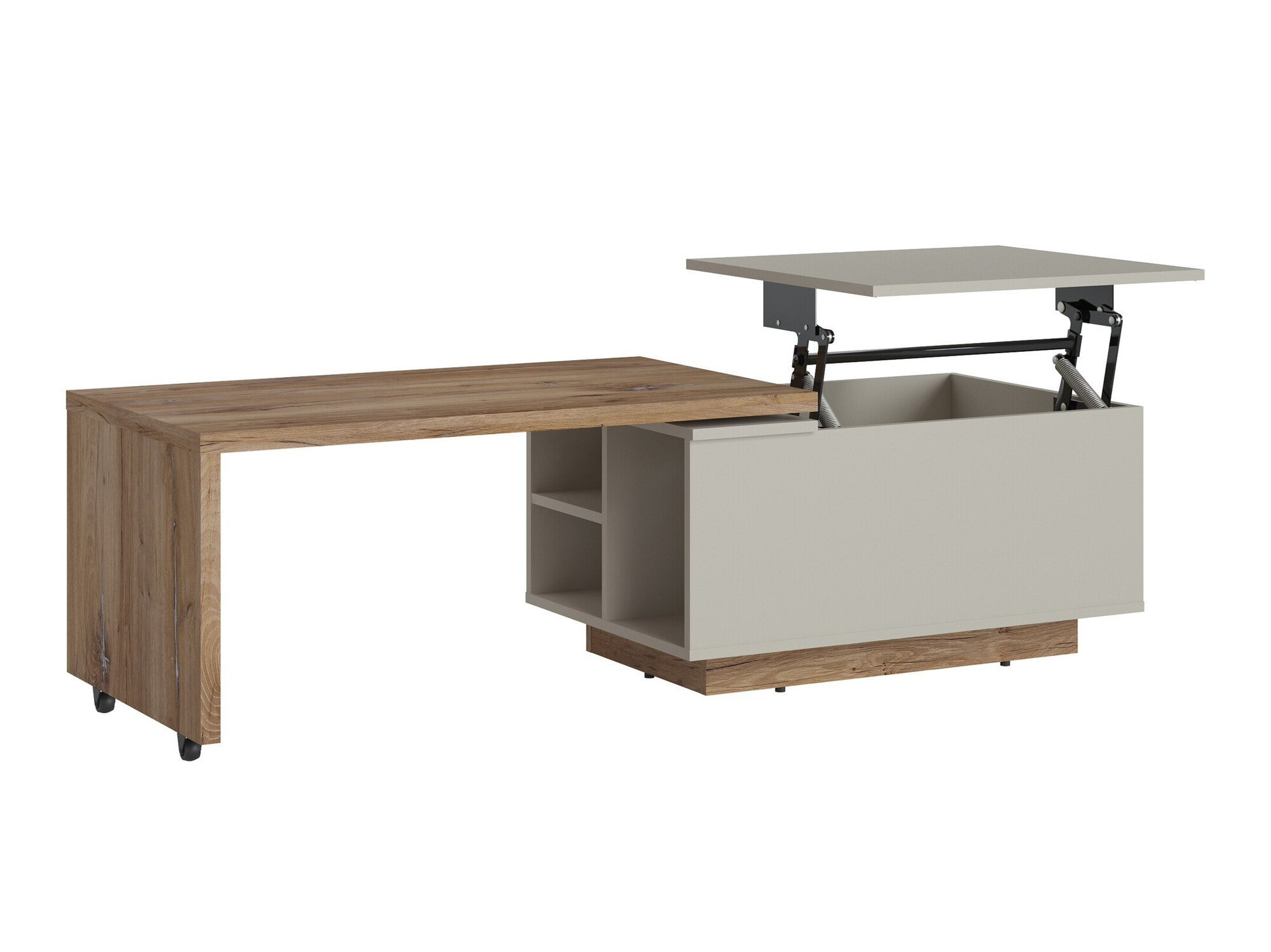 Salontafel transformator Ontario 133 (Grijs + Donkere eik)