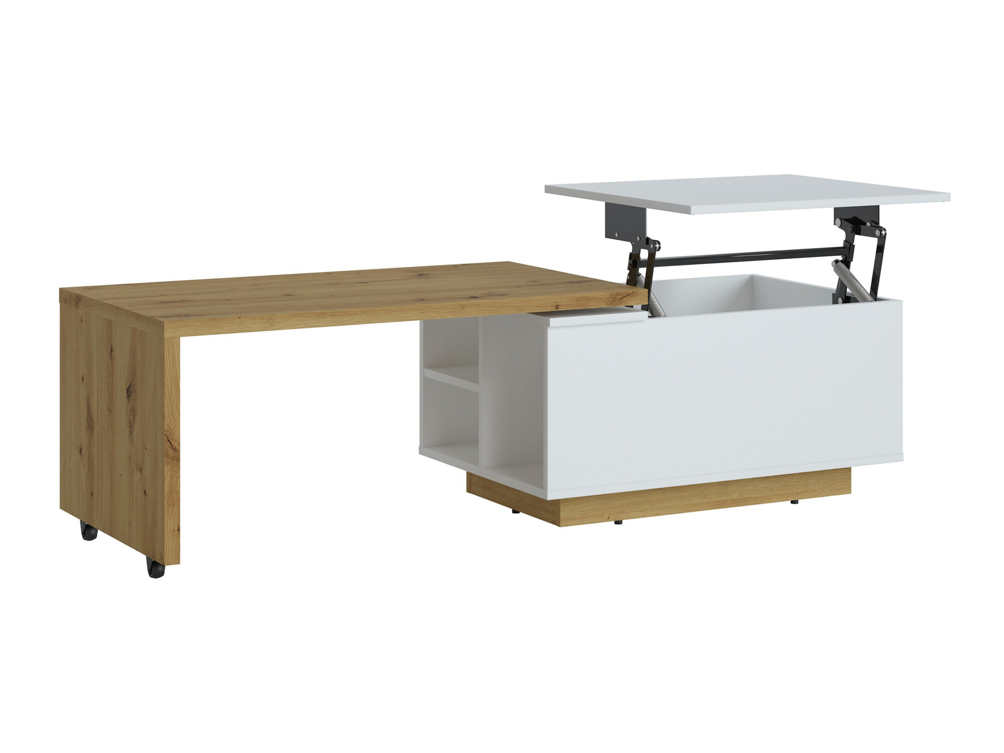 Transformeerbare salontafel Ontario 133 (Wit + Artisan eiken)