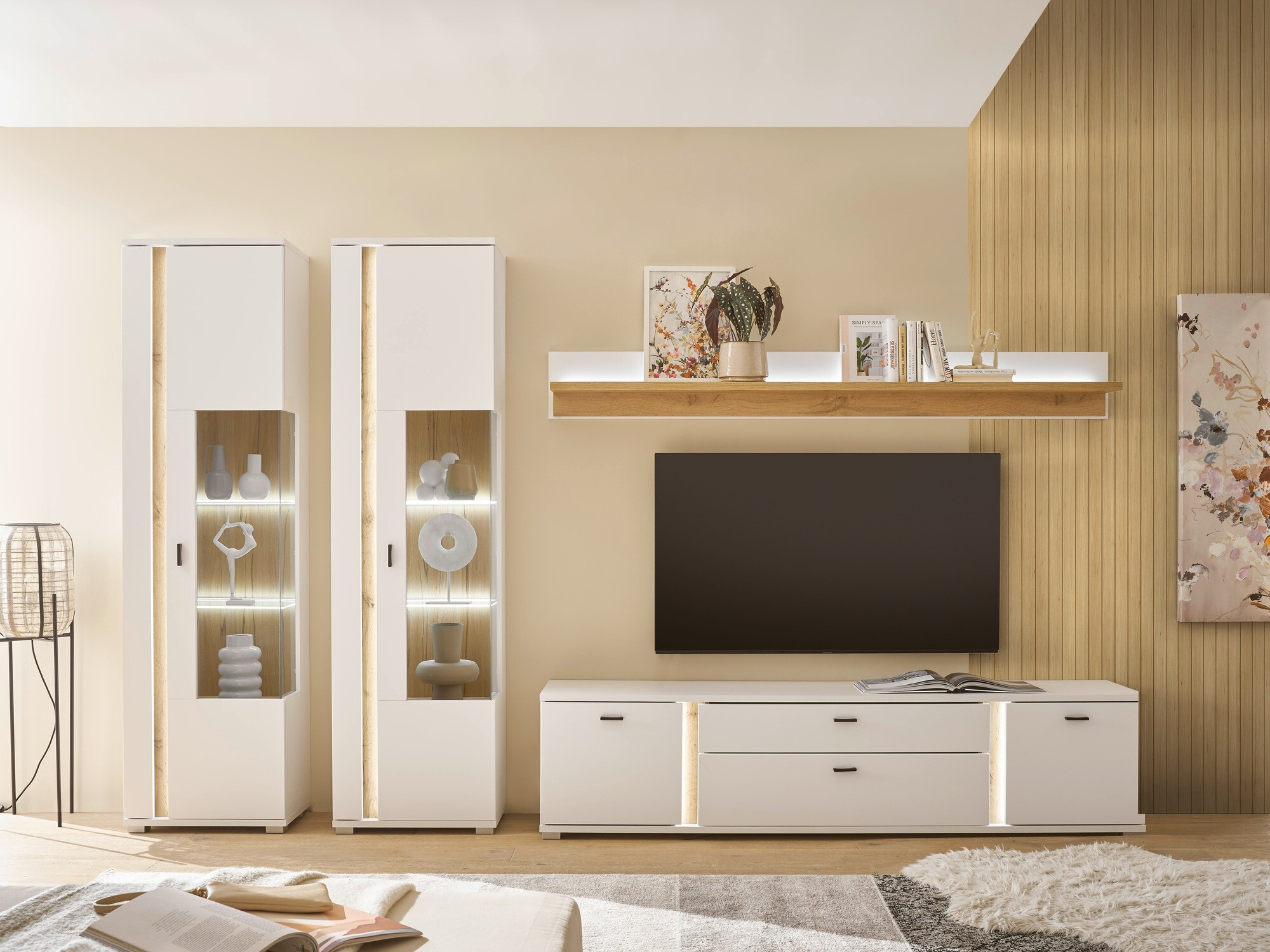 Wandplank Avimavi 111 (Wit + Wotan eik)