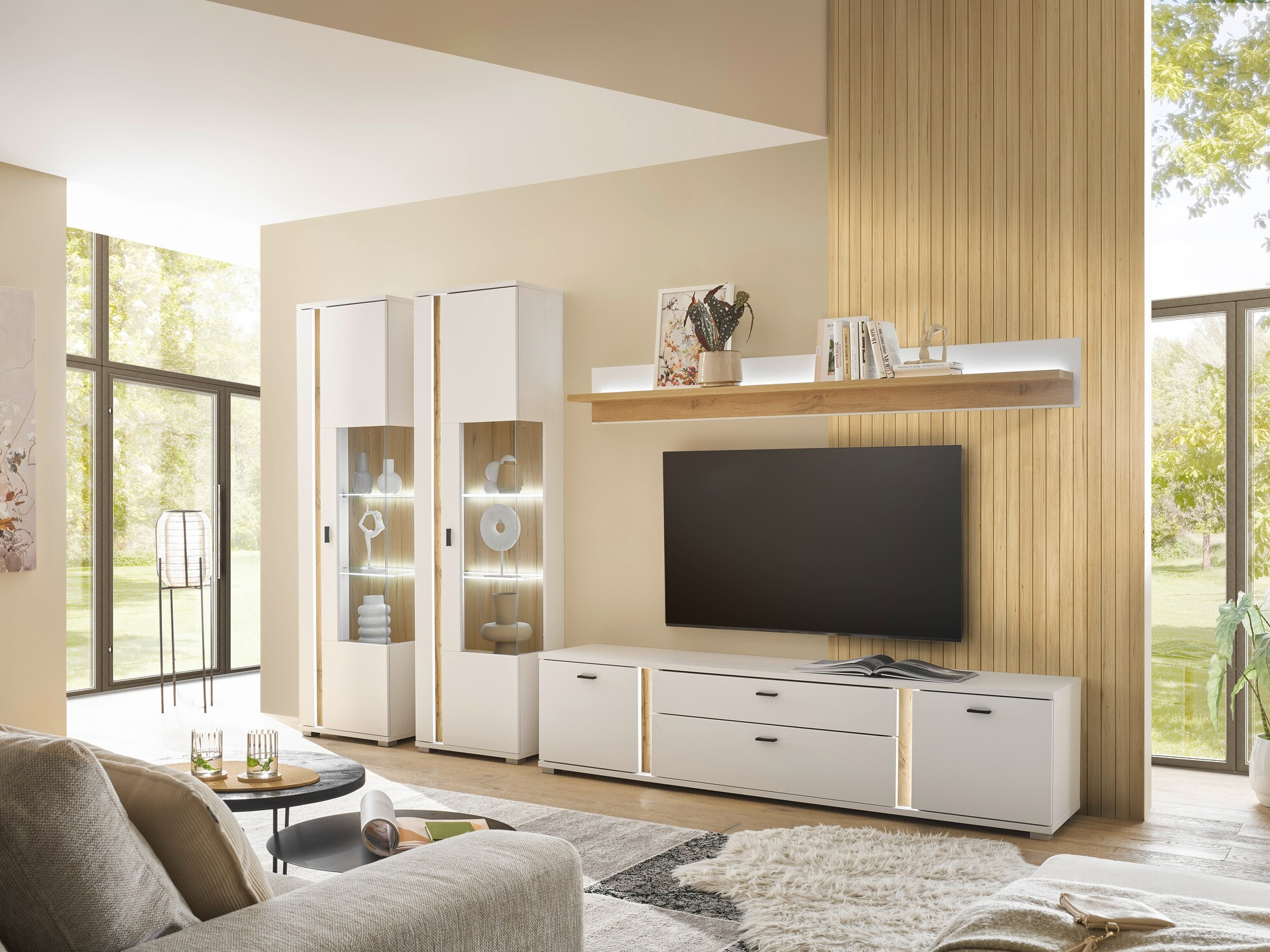 Woonkamerset Avimavi 113 (Wit + Wotan eik)