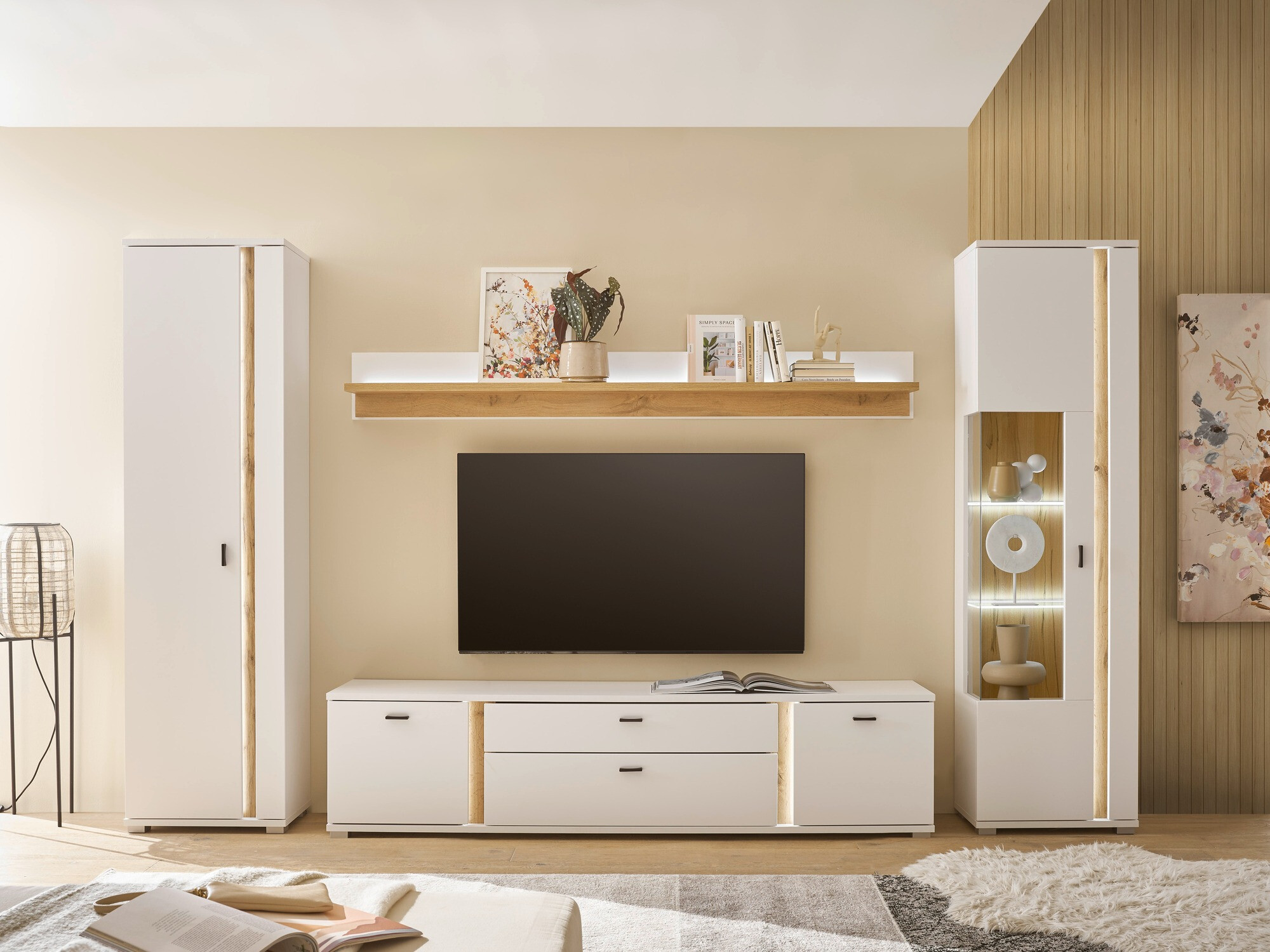 Woonkamerset Avimavi 118 (Wit + Wotan eik)