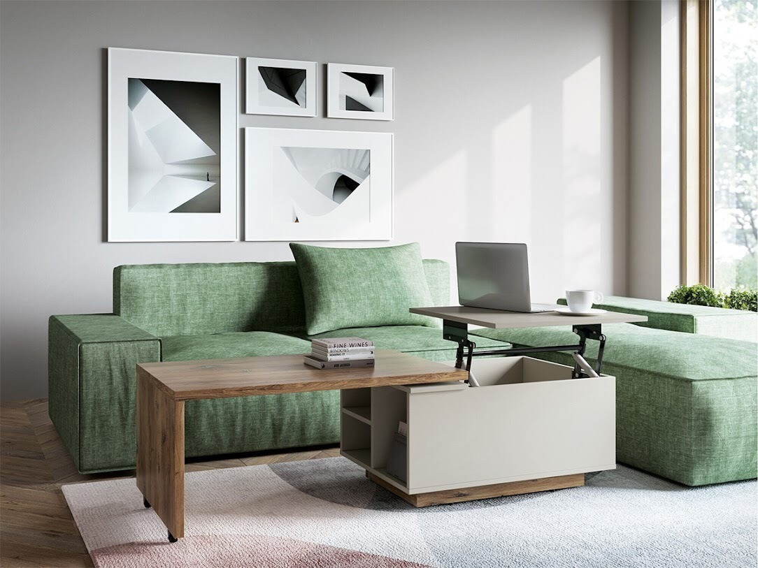 Salontafel transformator Ontario 133 (Grijs + Donkere eik)