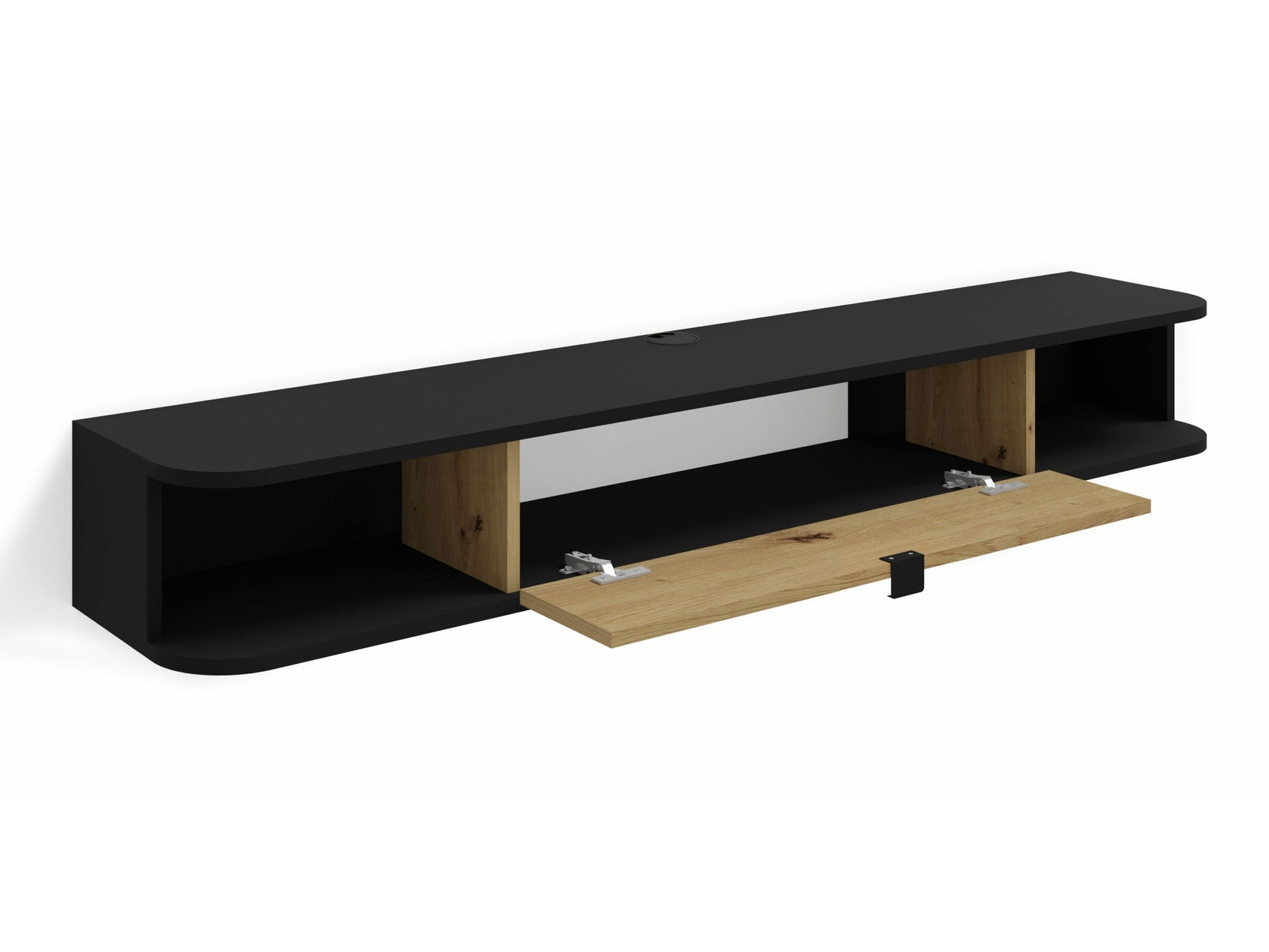 TV-meubel Buffalo 176 (Matzwart + Artisan eiken)