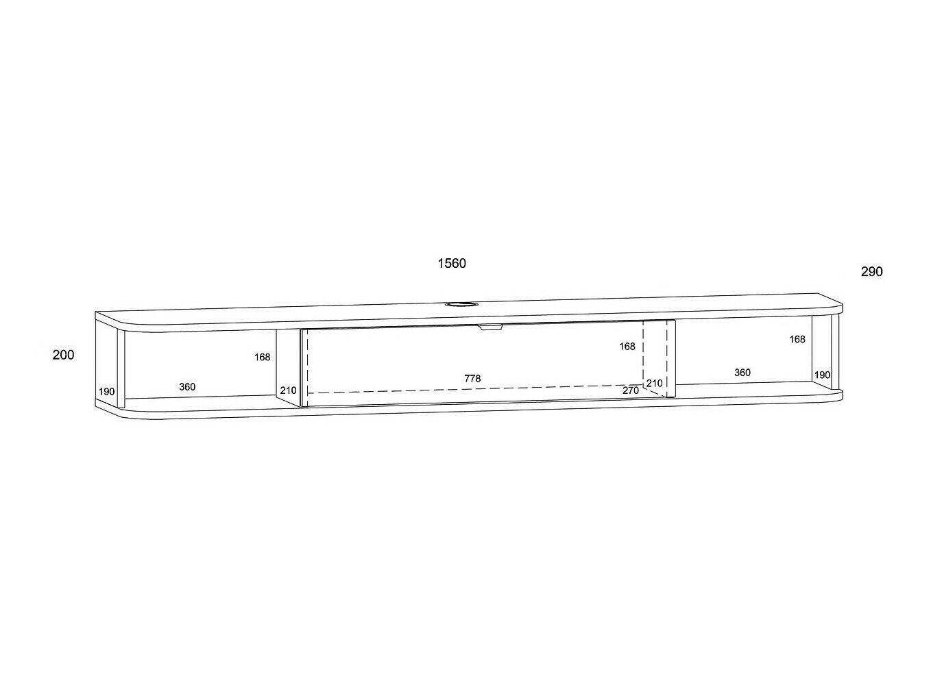 TV-meubel Buffalo 176 (Matzwart + Artisan eiken)