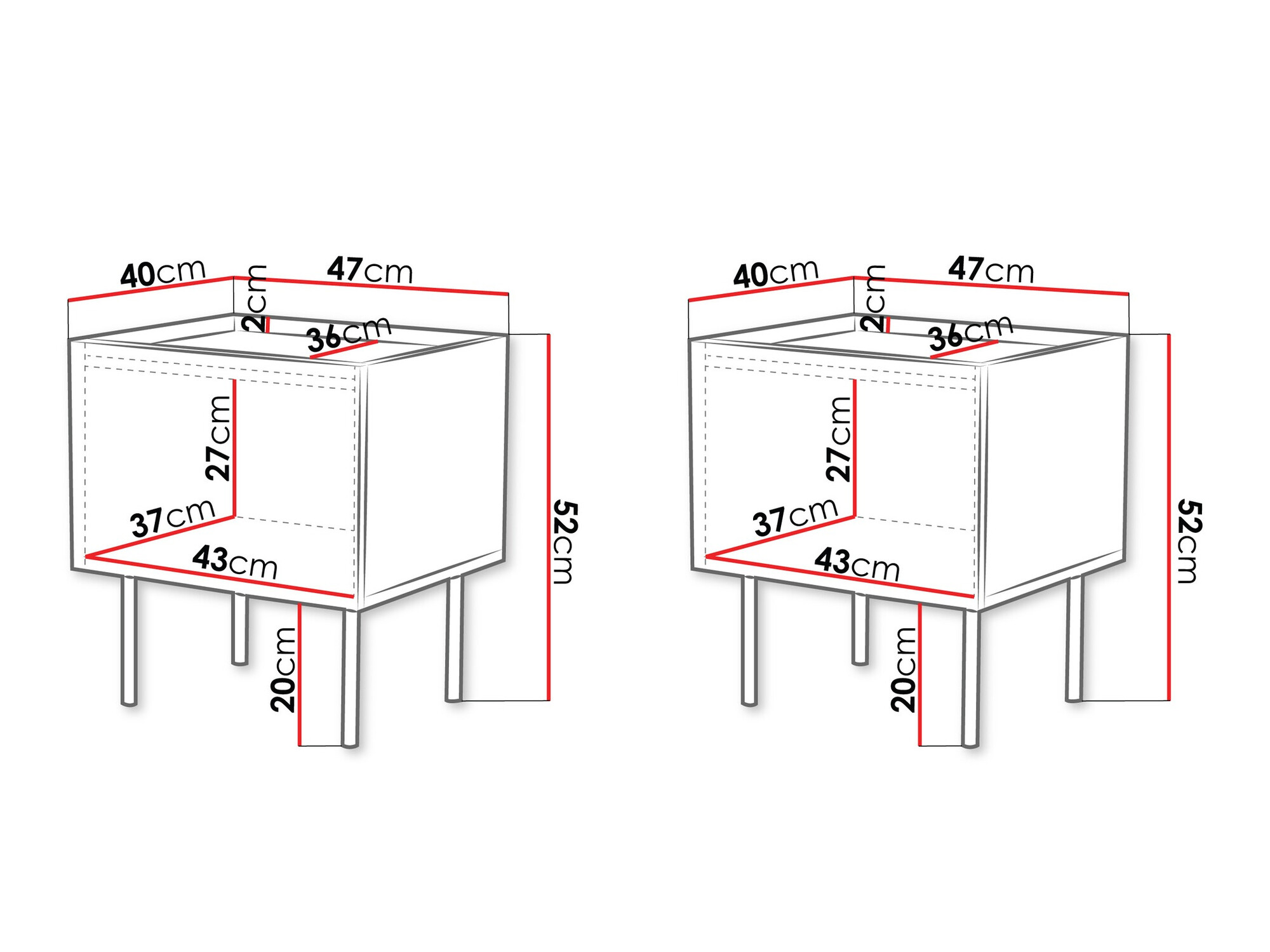 Een set nachtkastjes Mortali 107 (Zwart)