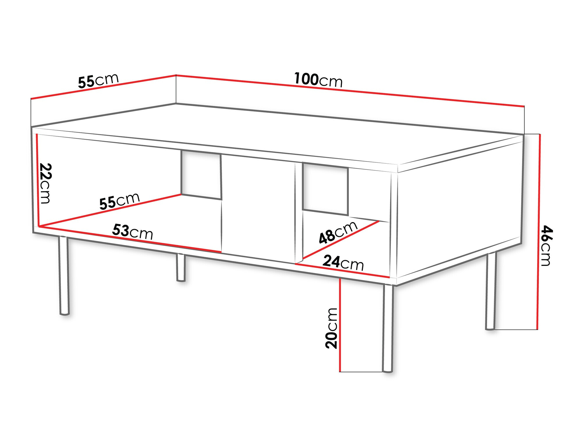 Salontafel Mortali 102 (Zwart)