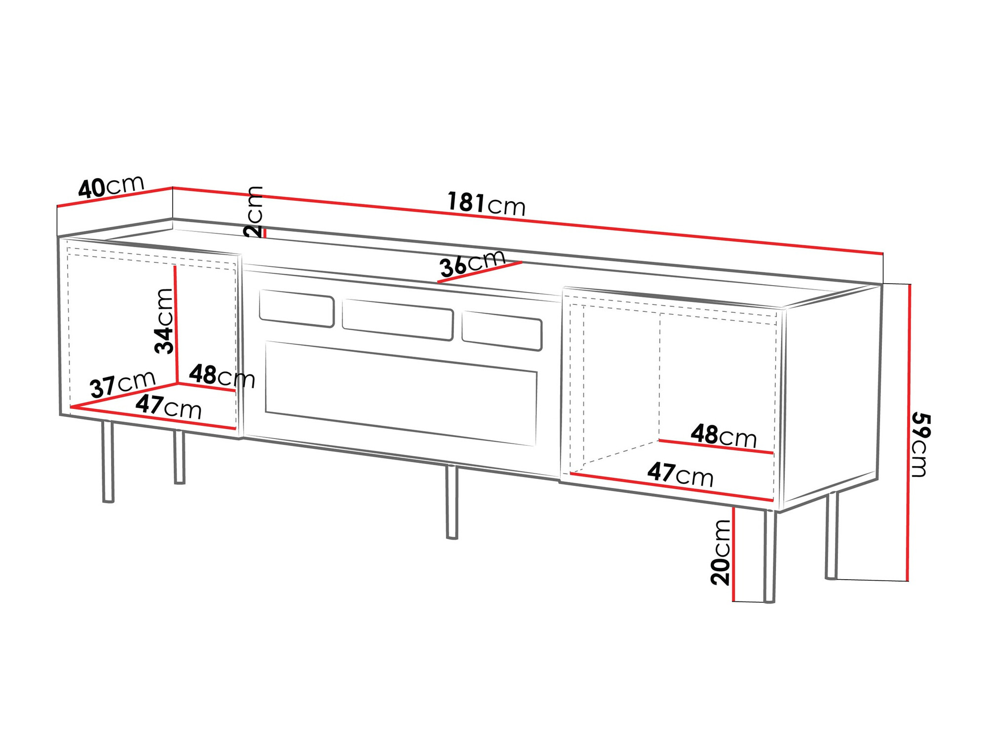 TV-meubel Mortali 106 (Zwart)
