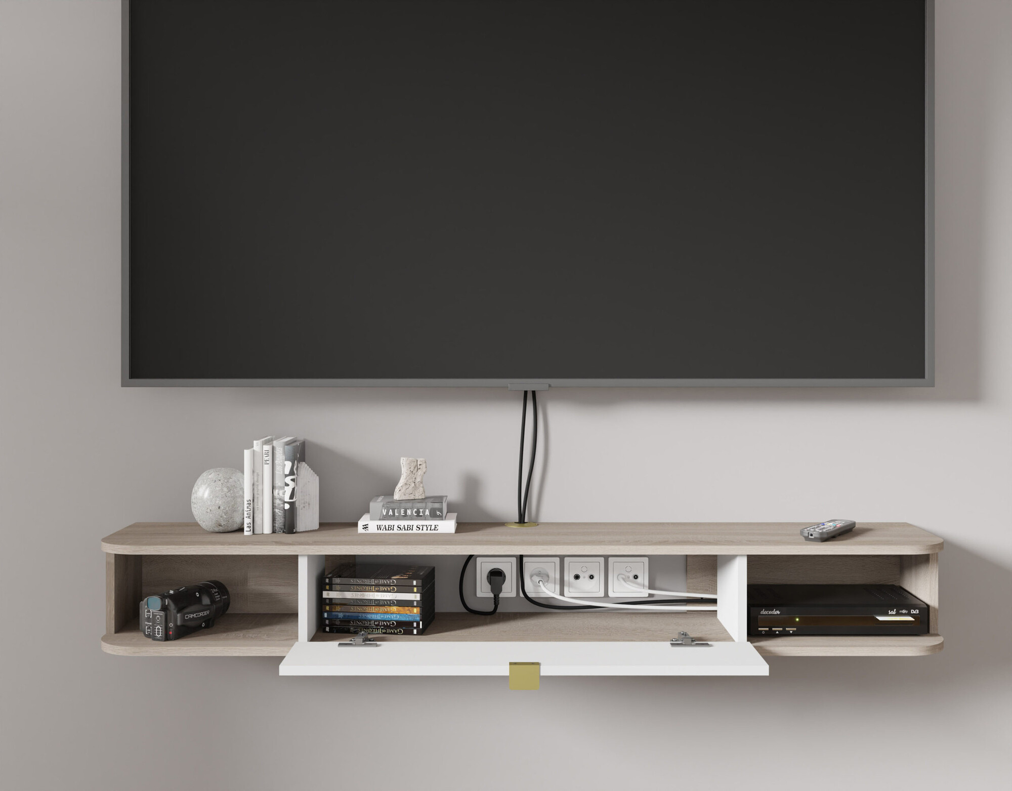 TV-meubel Buffalo 176 (Sonoma eik + Mat wit)