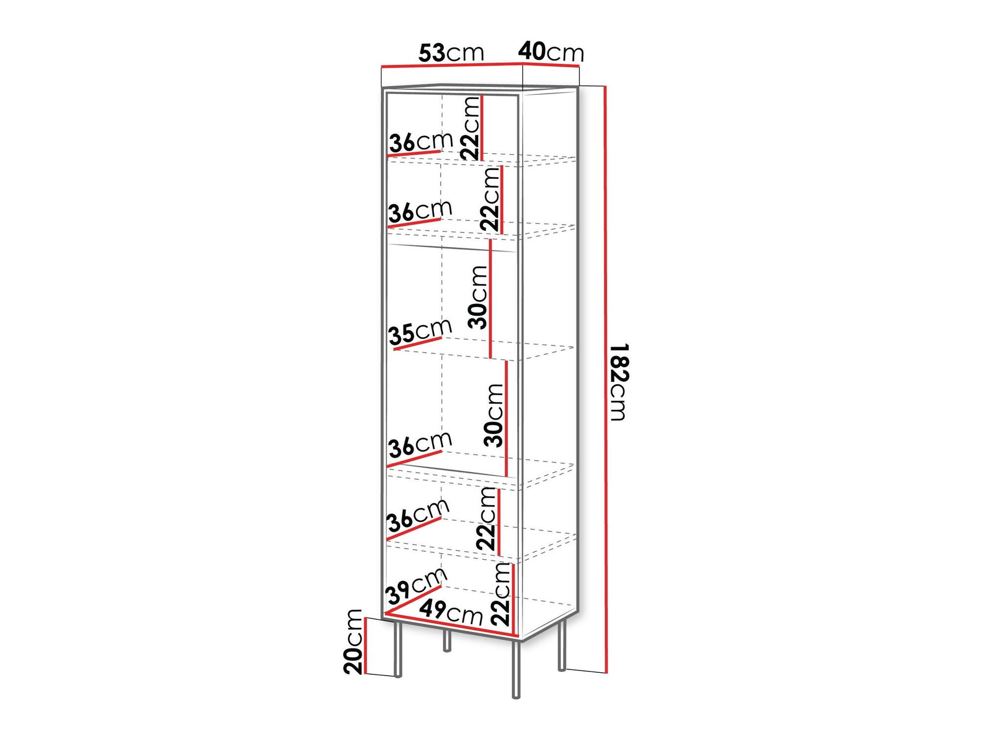 Boekenkast Flosoru 107 (Notenhout + Zwart)
