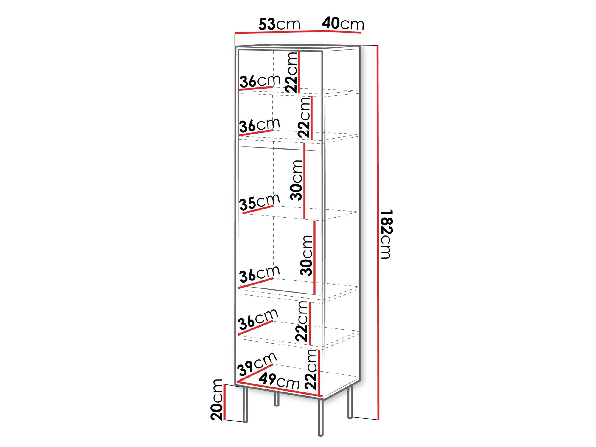 Boekenkast Flosoru 107 (Zwart)