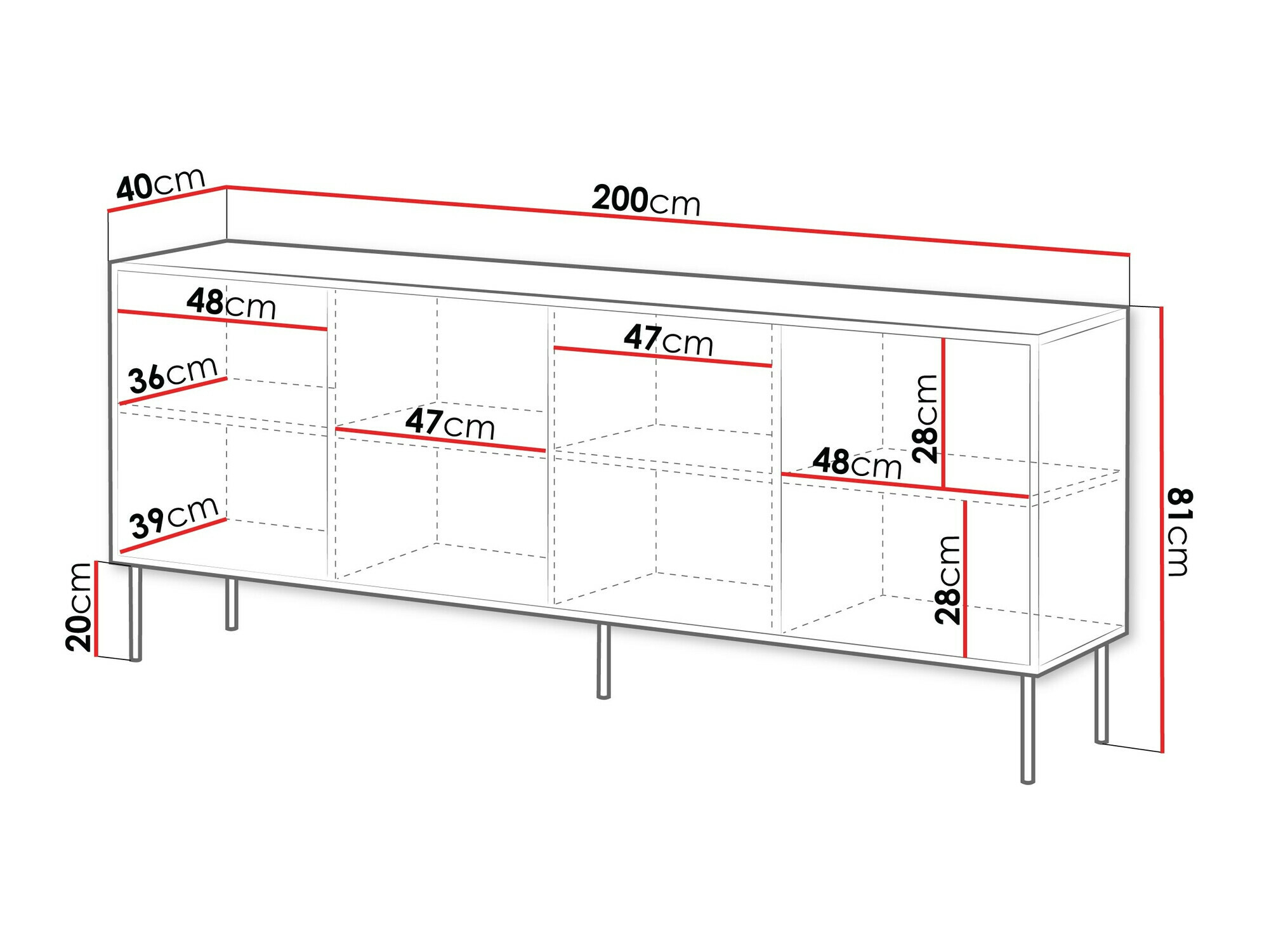Dressoir Flosoru 102 (Notenhout + Zwart)