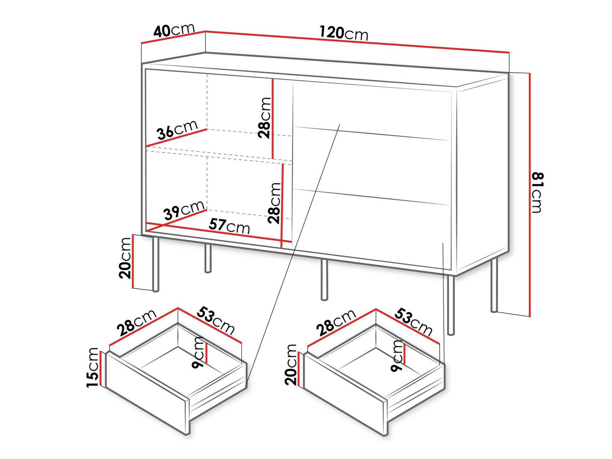 Ladekast Flosoru 101 (Zwart)