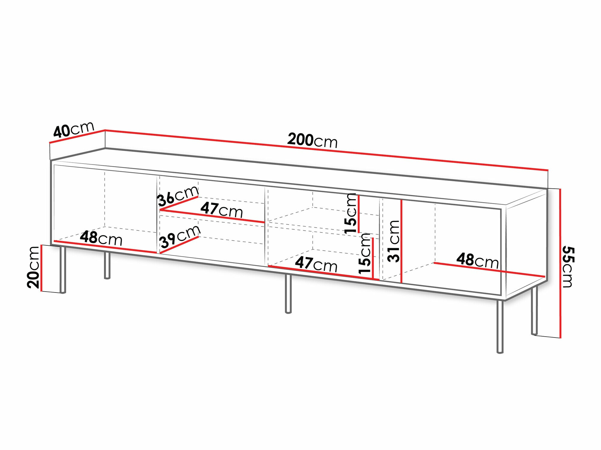 TV-meubel Flosoru 105 (Zwart)