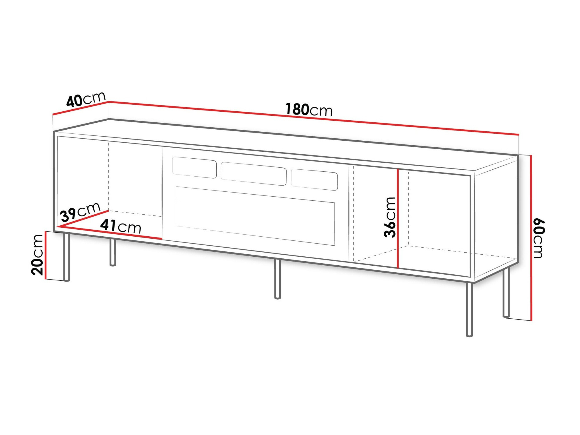 TV-meubel Flosoru 108 (Notenhout + Zwart)