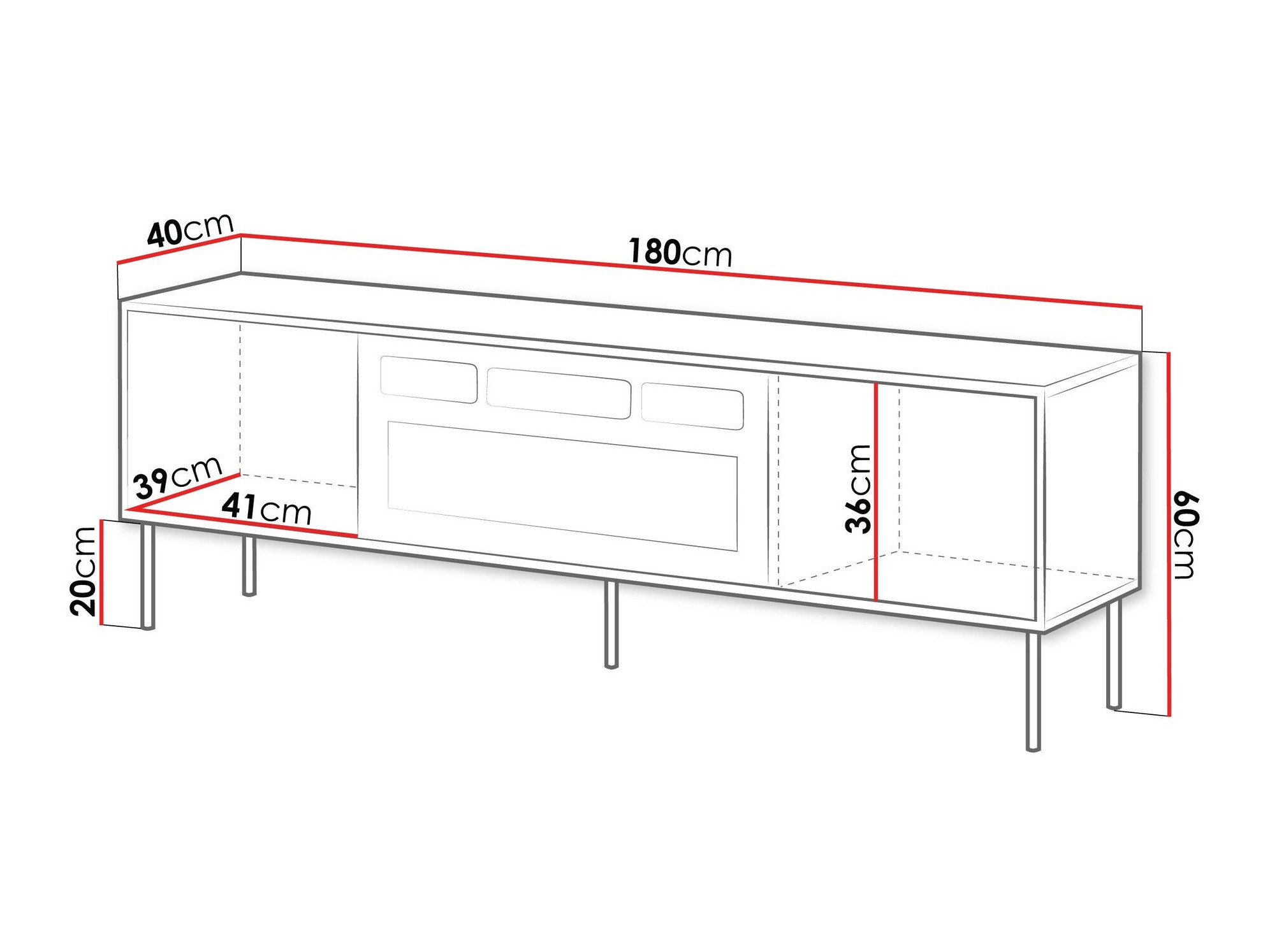 TV-meubel Flosoru 108 (Zwart)