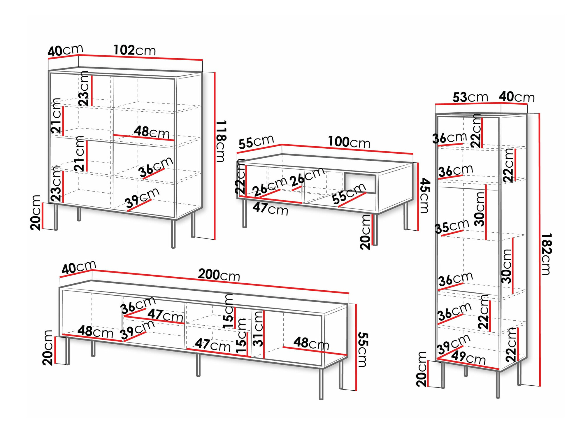Woonkamerset Flosoru 109 (Zwart)