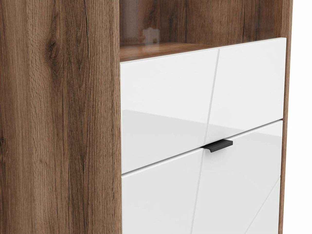 Boekenkast Fivale 102 (Donker delano-eik + Glanzend wit)