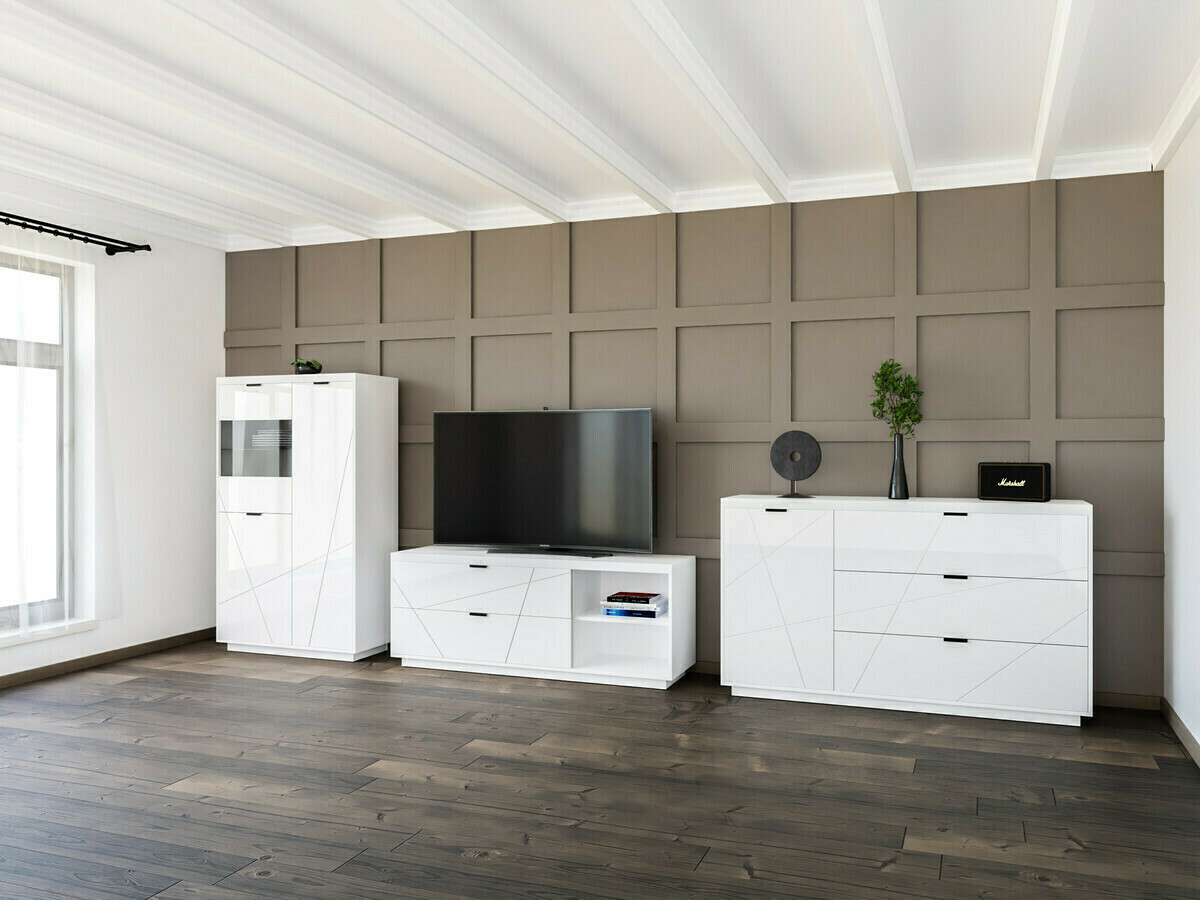 Boekenkast Fivale 103 (Glanzend wit + Wit)