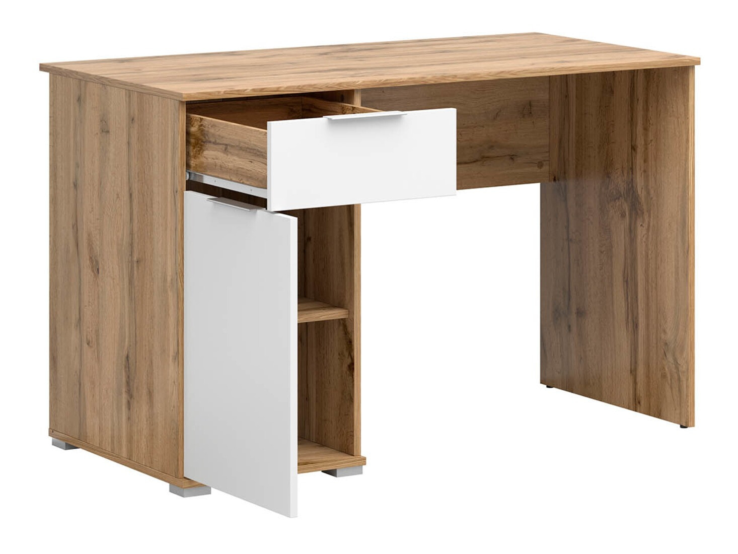 Bureau Tivetra 100 (Wotan eik + Glanzend wit)