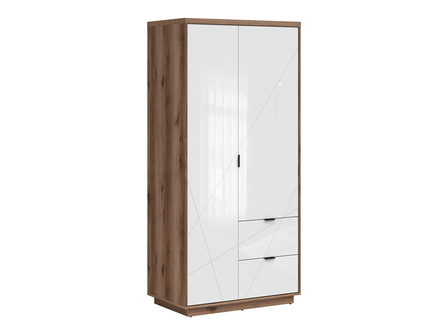 Kledingkast Fivale 105 (Glanzend wit + Donker delano-eik)
