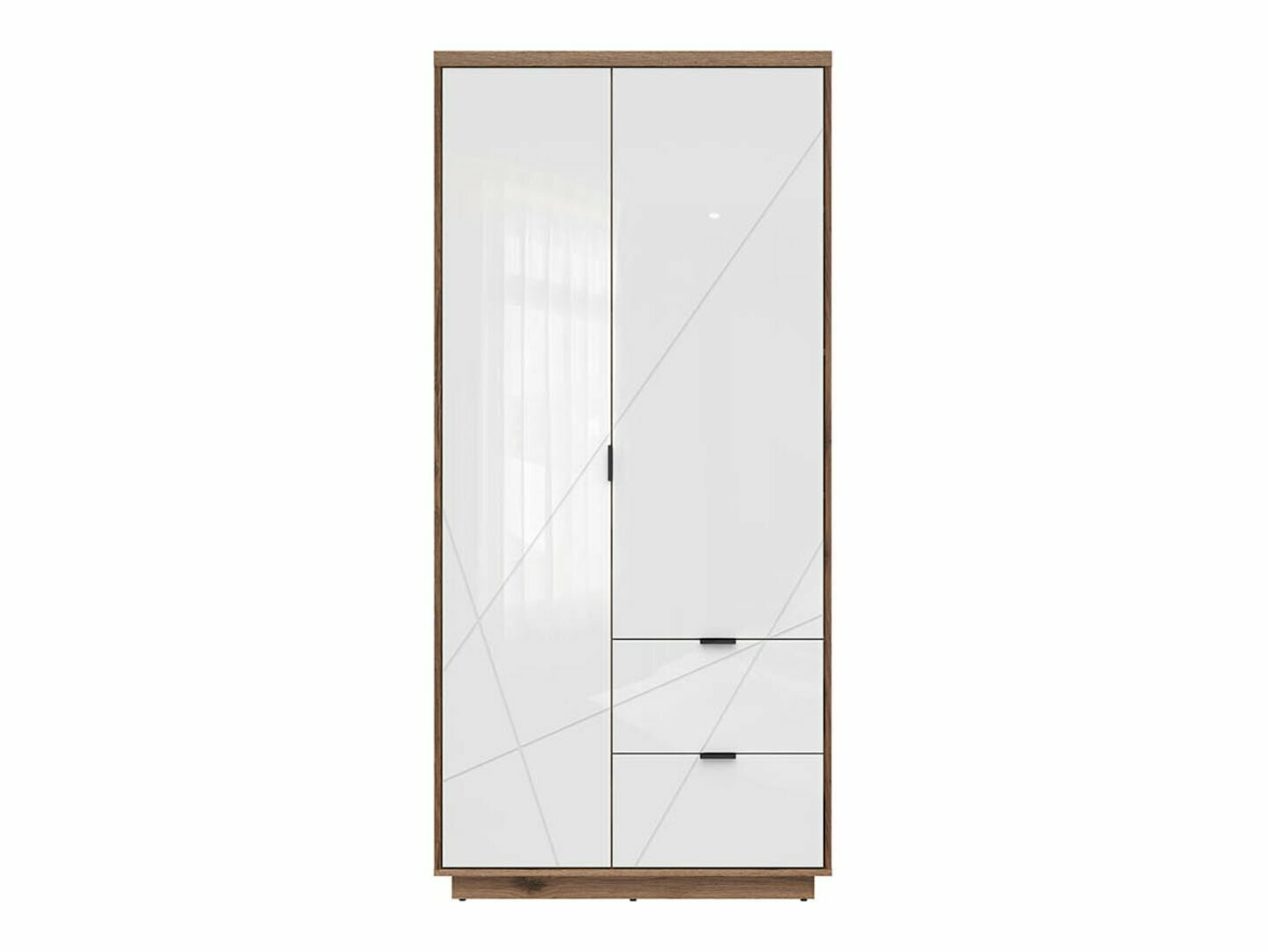 Kledingkast Fivale 105 (Glanzend wit + Donker delano-eik)