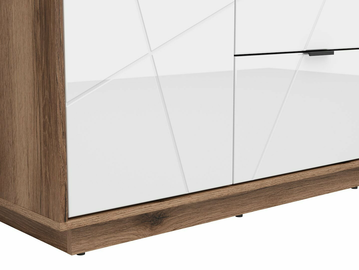 Kledingkast Fivale 105 (Glanzend wit + Donker delano-eik)