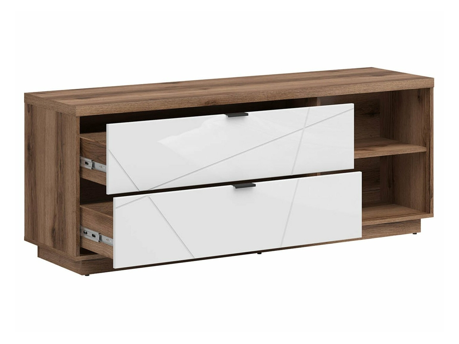 TV-meubel Fivale 104 (Donker delano-eik + Glanzend wit)