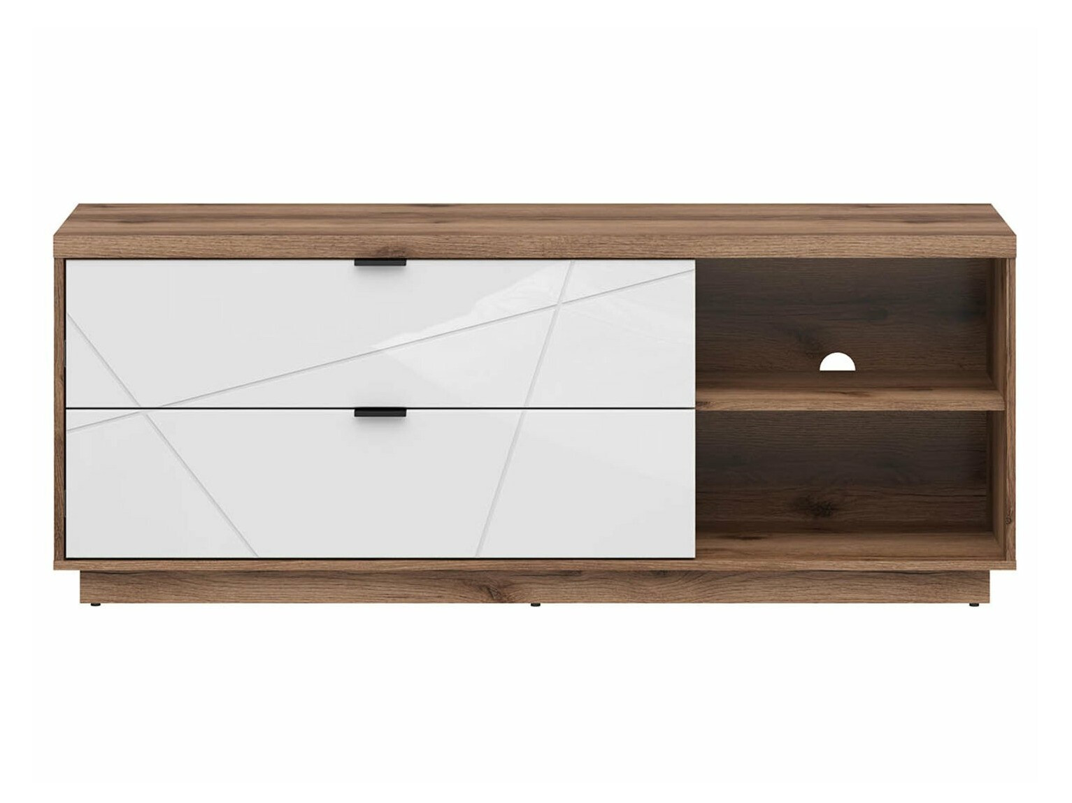 TV-meubel Fivale 104 (Donker delano-eik + Glanzend wit)