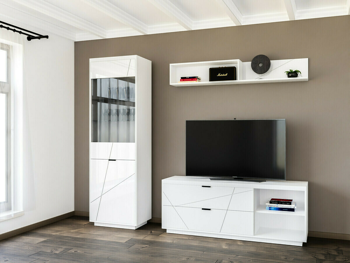 TV-meubel Fivale 104 (Glanzend wit + Wit)