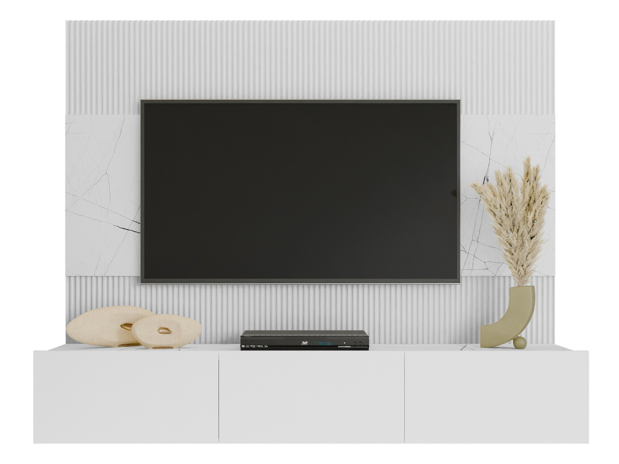 Woonkamerset Comfivo 370 (Wit + Wit marmer)