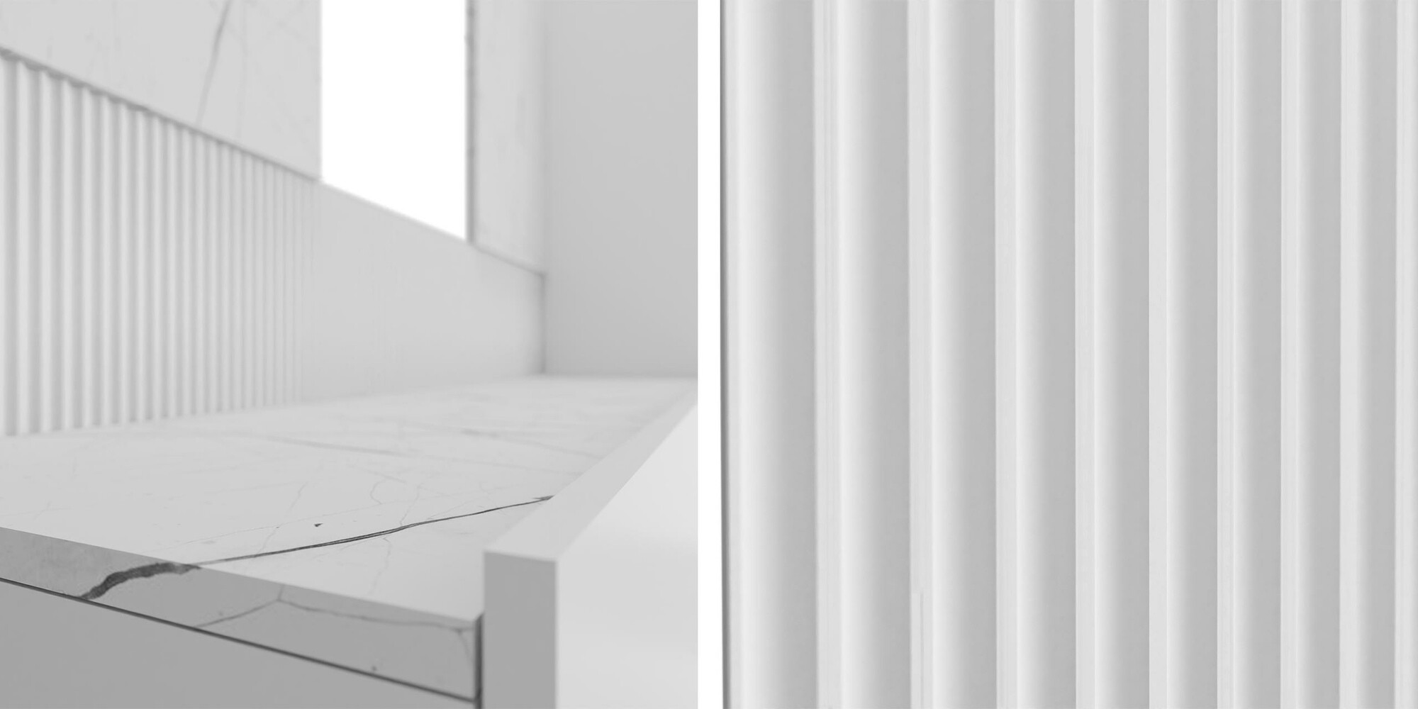 Woonkamerset Comfivo Salix (Wit + Wit marmer)