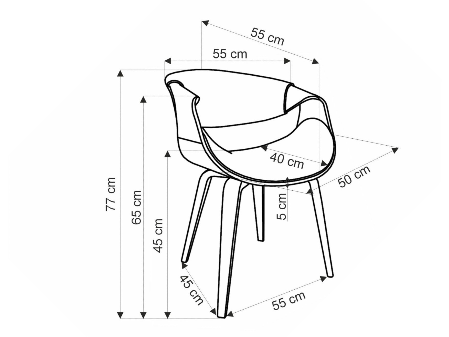 Stoel Houston 1596 (Grijs + Notenhout)