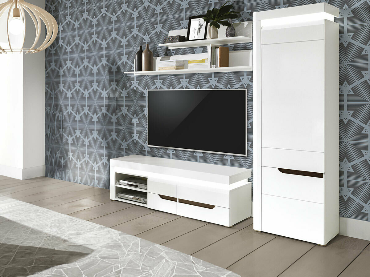TV-meubel Revelmi 101 (Glanzend wit + Wit)