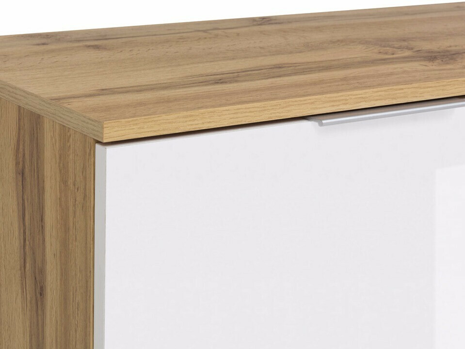 Boekenkast Tivetra 106 (Wotan eik + Glanzend wit)