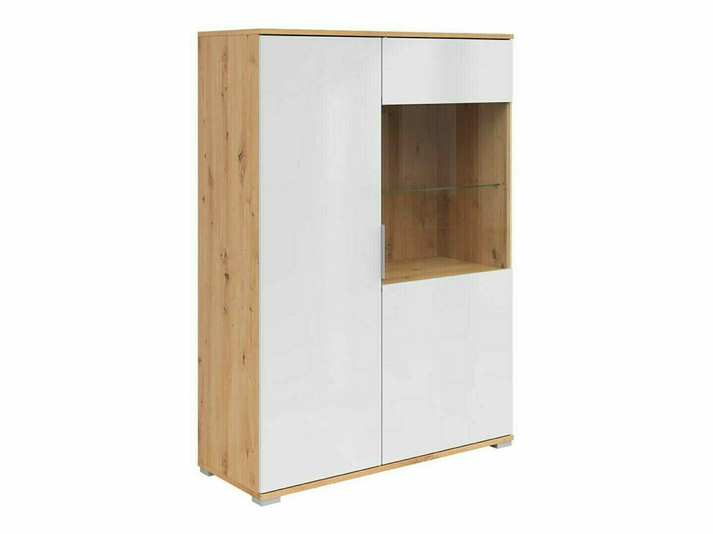 Dressoir Tivetra 107 (Artisan eiken + Glanzend wit)