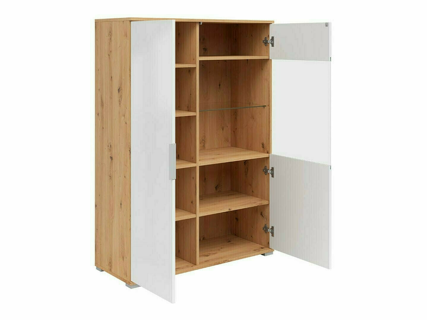 Dressoir Tivetra 107 (Artisan eiken + Glanzend wit)