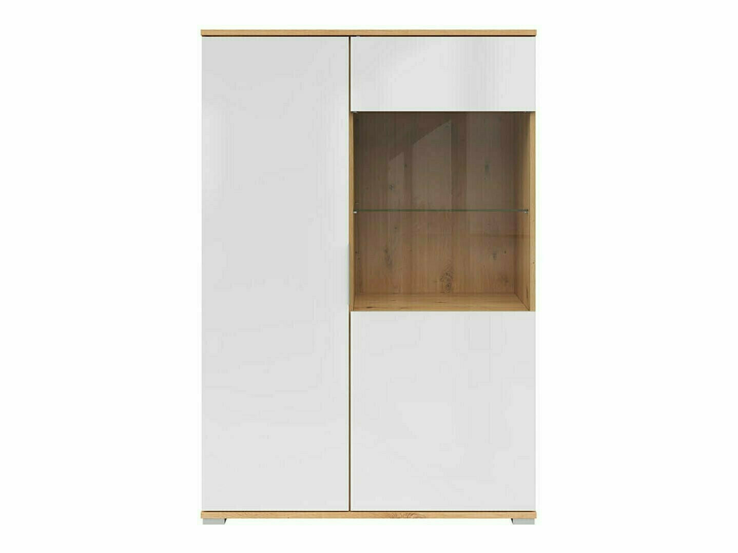 Dressoir Tivetra 107 (Artisan eiken + Glanzend wit)