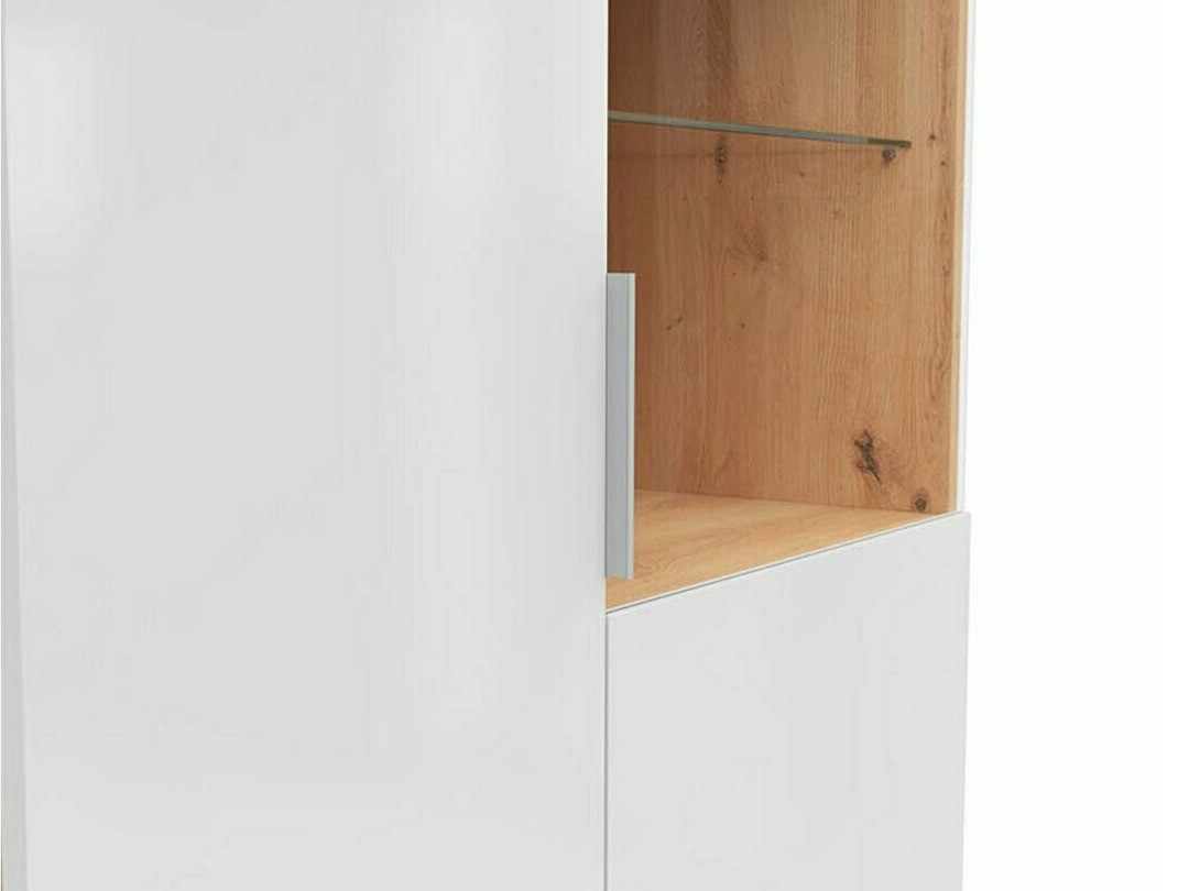 Dressoir Tivetra 107 (Artisan eiken + Glanzend wit)