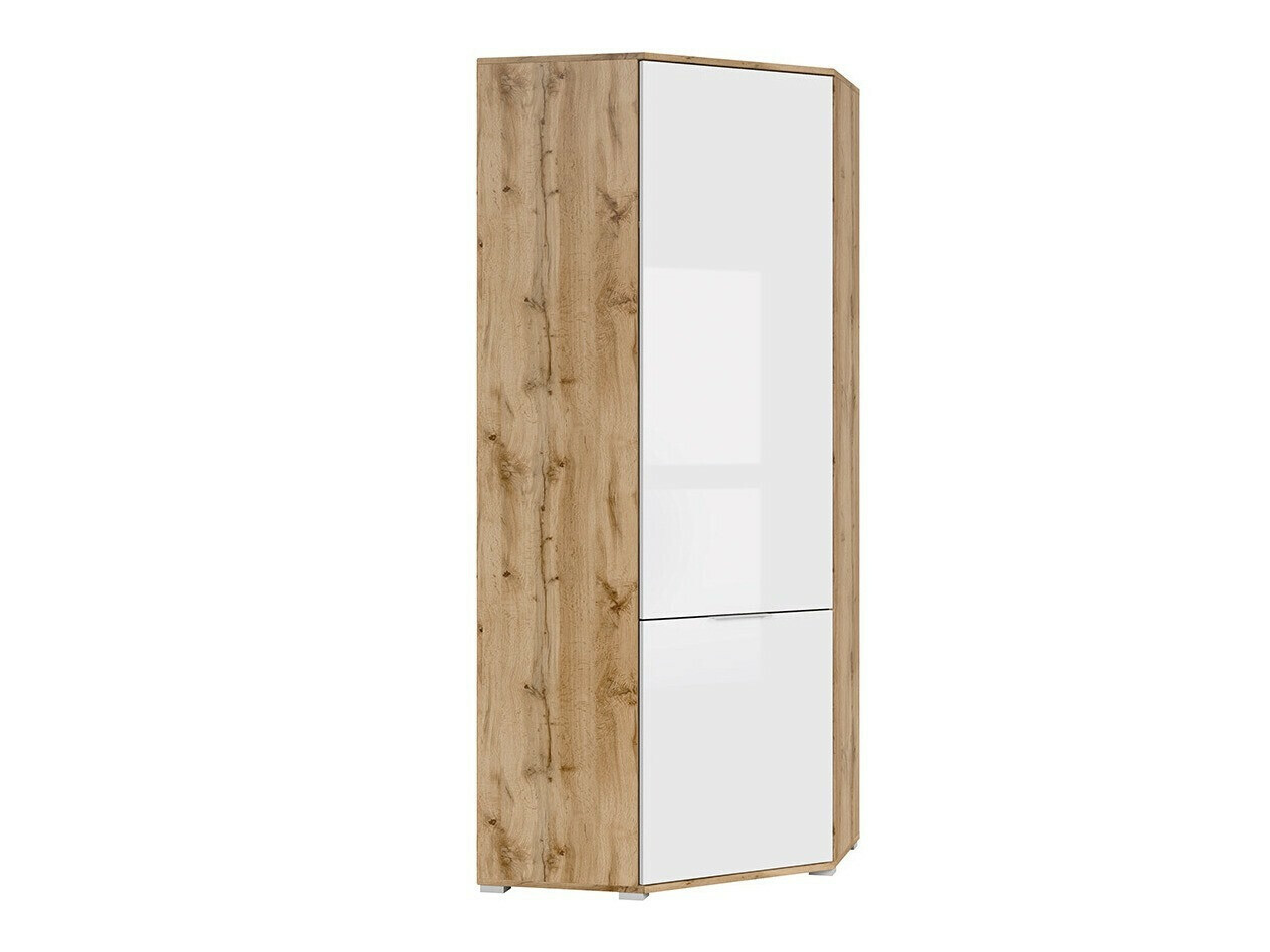 Hoekkledingkast Tivetra 116 (Wotan eik + Glanzend wit)