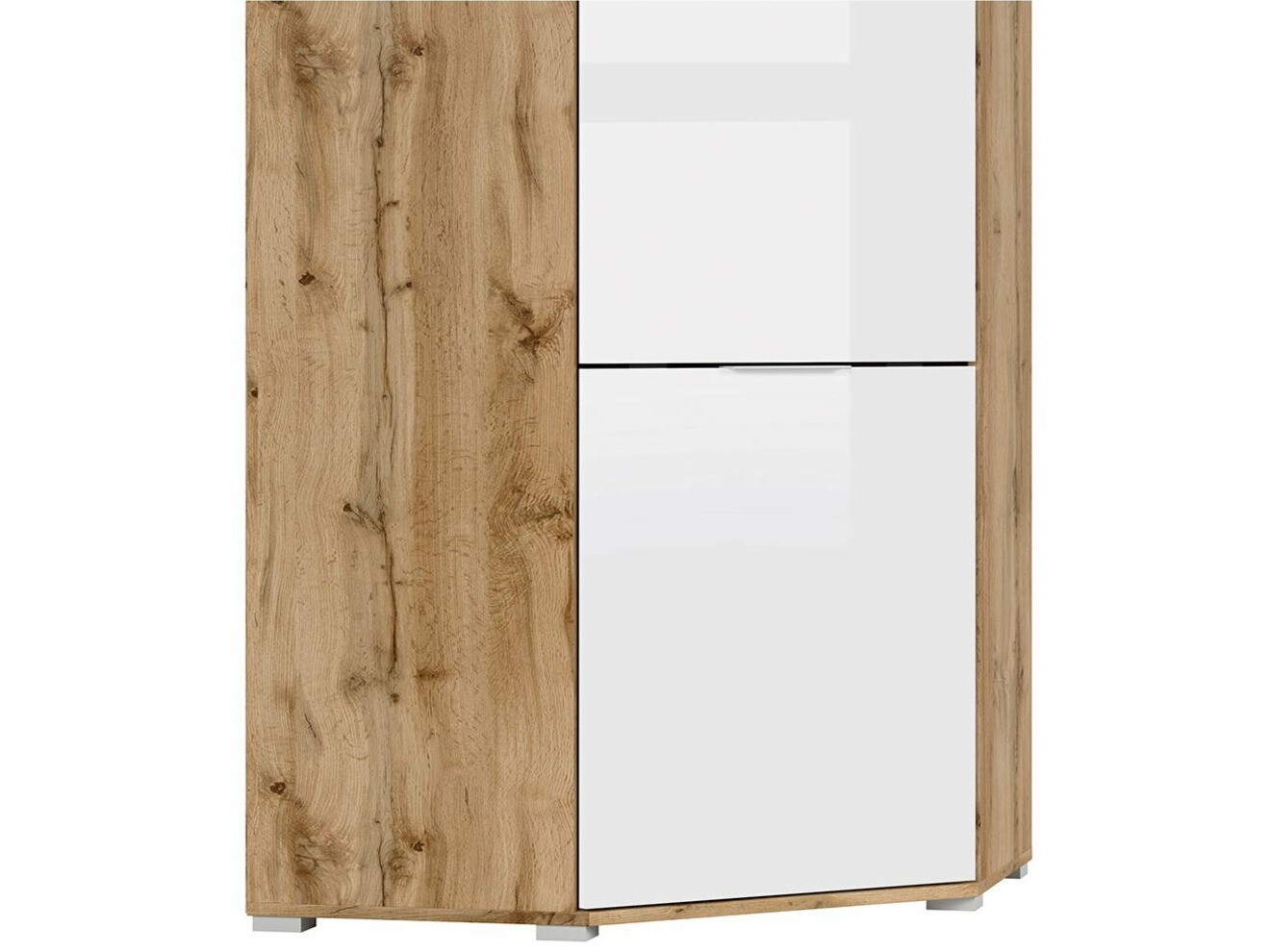 Hoekkledingkast Tivetra 116 (Wotan eik + Glanzend wit)